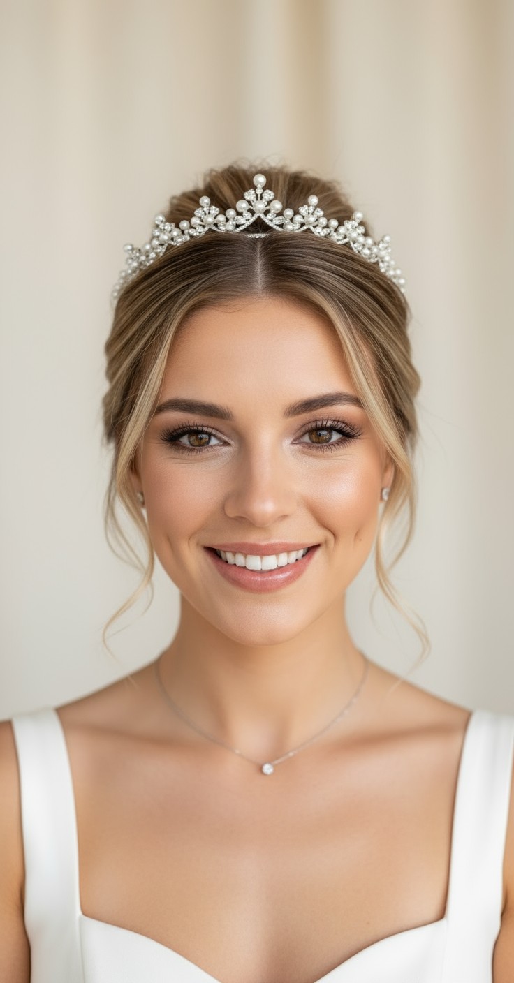 After Bridal Updo With Crown